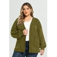 thumbnail image 2 of TIYOMI Plus Size Women's 5x Knit Cardigan Green Cardigan Sweaters Knitted Open Front Outerwear Cozy Warm Coats With Pocket Christmas Casual Fall Winter Sweater 5XL 28W, 2 of 8
