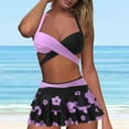 thumbnail image 2 of WREESH Womens Swim Skirt Bikini Sets Criss Cross Bathing Suit Bikini Print Splicing Two-Piece Swimsuit Beachwear Set Purple, 2 of 7