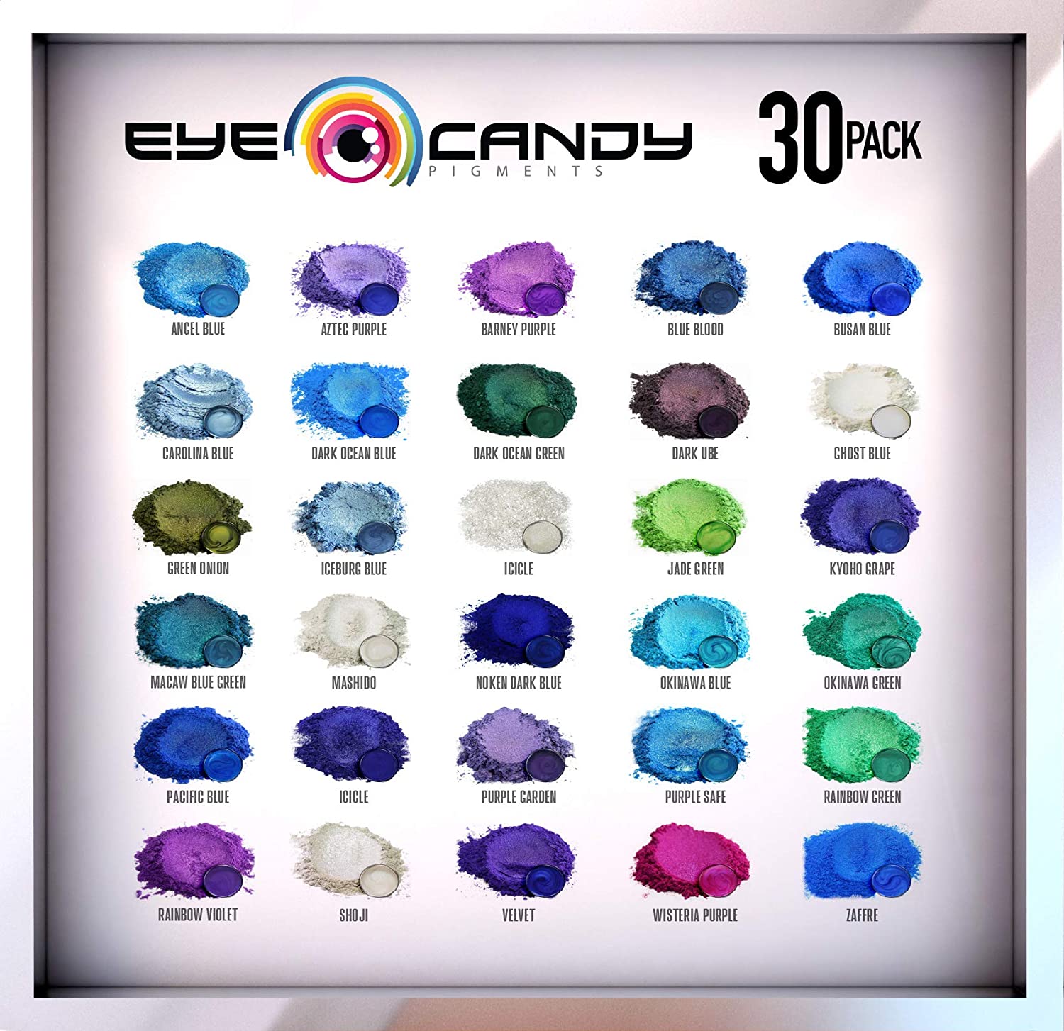 Eye Candy Mica Pigment Powder 30Pack Set 2 Colorant for DIY Arts