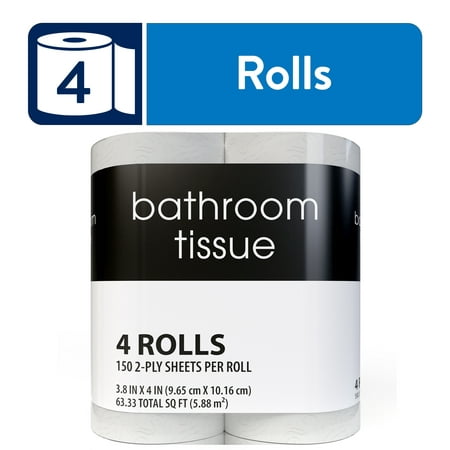 Toilet Paper, 4 Rolls, 150 2-Ply Sheets per Roll