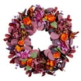 thumbnail image 5 of LShunze Fall Wreath for Front Door, 18" Autumn Wreath with Sunflower, Pumpkin, Berry. Artificial Home Decorations for Indoor Outdoor Window Wall Porch,Seasonal Decor for Thanksgiving Halloween,purple, 5 of 8