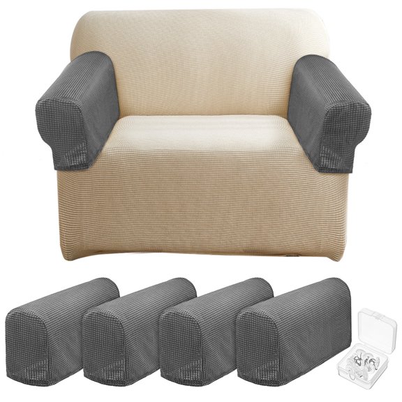 TITINICE 4Pcs Chair Arm Covers Elastic Sofa Protector Covers Soft Washable for Home Use
