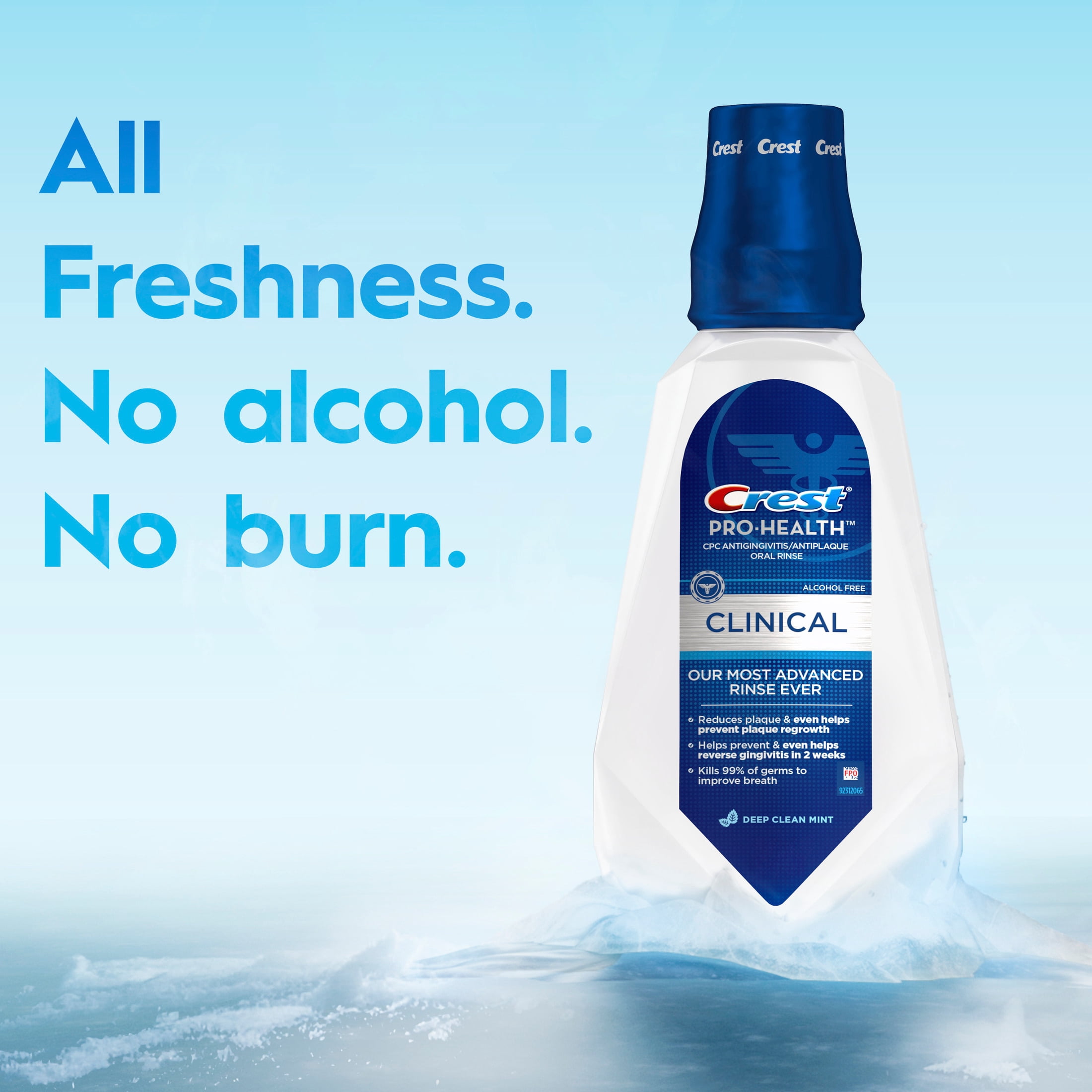 Crest Mouthwash, Pro-Health Clinical Mouthwash, Alcohol Free, Antigingivitis & Antiplaque, Deep Clean Mint- 946 mL