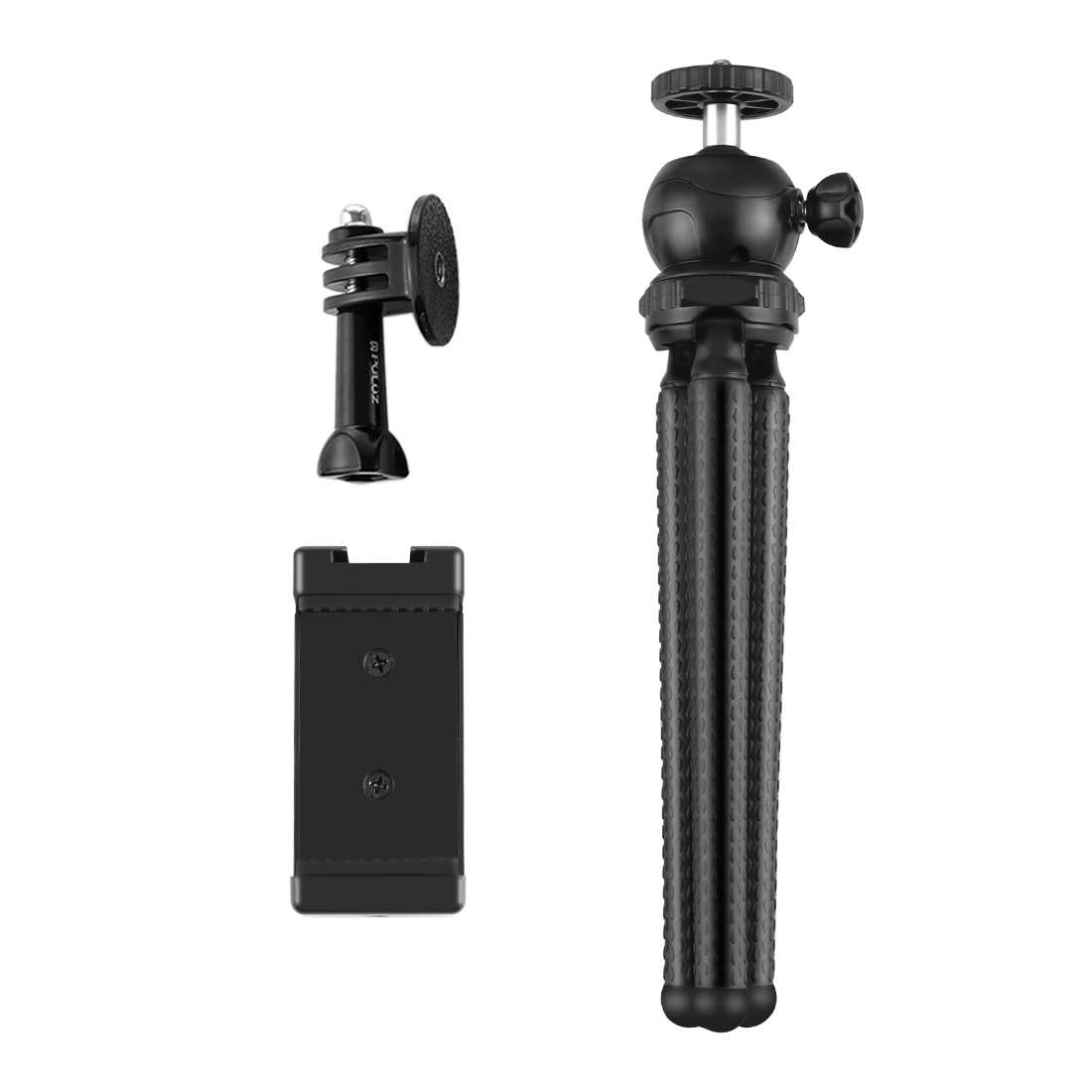 QKOO Mini Octopus Flexible Tripod Holder with Ball Head & Phone Clamp + Tripod Mount Adapter &