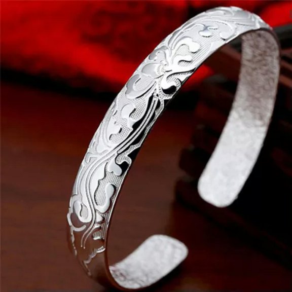 HOOUN Fashion Female Jewelry 999 Sterling Silver Bangles Cuff Bracelet High Qu-lq@