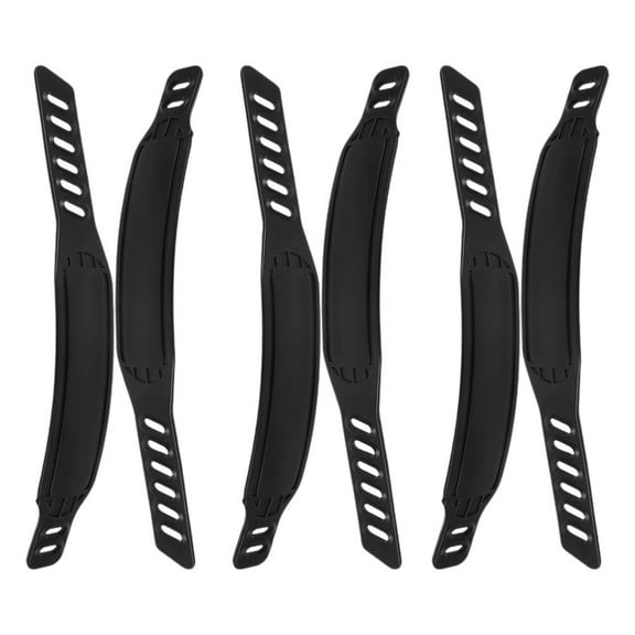 3 Pairs Adjustable Exercise Bike Pedal Straps for Gym Cycle with Comfortable Fit Black Plastic