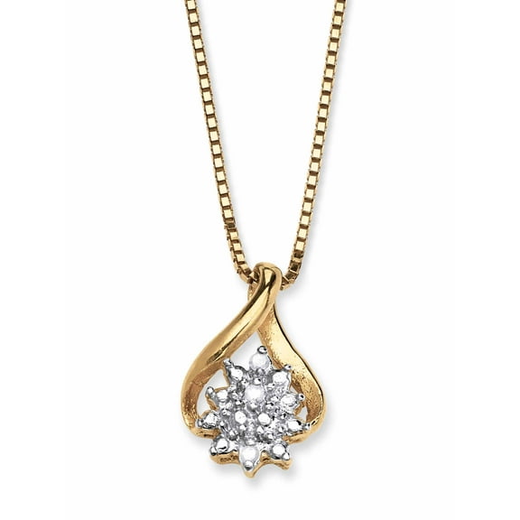 Diamond Accent Cluster Pendant Necklace in 18k Gold over Sterling Silver 18"