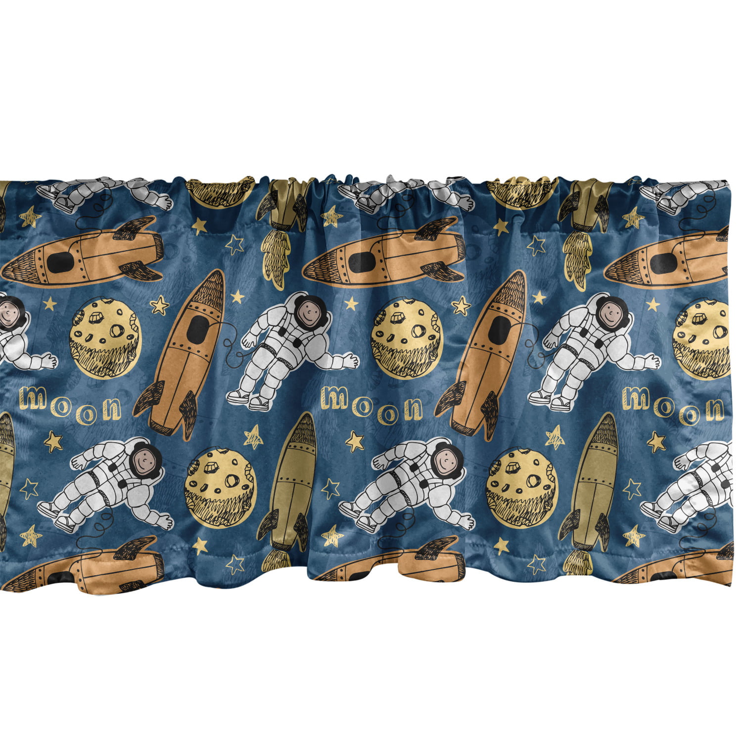 Astronaut Window Valance Pack of 2, Outer Space Rockets Stars Planets ...