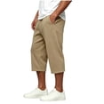 thumbnail image 6 of Mifsaly Capri Sweatpants for Men Drawstring Elastic Waist Lounge Capris Front Seam Comfortable Casual Relaxed Fit Workout Everyday Outfits with Pockets Khaki,XL, 6 of 9
