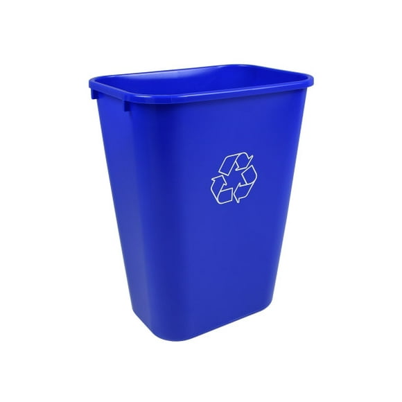 Busch Systems 41 Quart Deskside Recycling & Waste Basket Indoor Bin - 10.25 G - Royal Blue - Mobius Loop