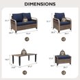 thumbnail image 3 of EAGLE PEAK 6 Piece Wicker Outdoor Patio Furniture Set, Patio Set with 2 Patio Chairs, 2 Seat Loveseat Sofa, 2 Ottomans, and Coffee Table, Brown/Blue, 3 of 8