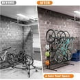 thumbnail image 6 of Bike Rack Garage Floor Bike Storage Stand with 6 Hooks, Indoor Vertical Bicycle Organizer for 3 Adult Mountain/Road &1 Kids Bikes, Max Tire Width 2.6”, Black, 6 of 8