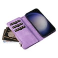 thumbnail image 7 of Dteck Wallet Case for Samsung Galaxy S25 Plus, Vintage Premium PU Leather Cover Flip Case with 9 Card Slots Magnetic Closure Zipper Pocket Kickstand Handbag with Hand Strap, Purple, 7 of 7