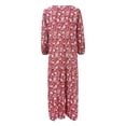 thumbnail image 4 of Women Fashion Dress Boho Print V Neck Strap Loose Half Sleeve Long Casual Holiday Dress Red L, 4 of 5