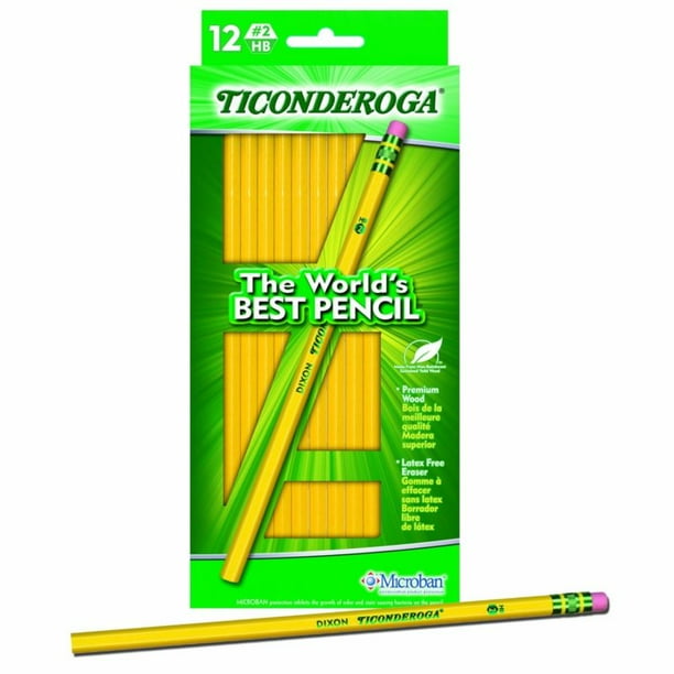 (12) Dixon Ticonderoga 2 HB Soft/Hard Black Pencils WoodCased, Yellow 13812