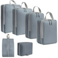thumbnail image 2 of Abbracc 6 Pack Cubes de Compression, Sacs de Rangement pour Vêtements, Sac de Toilette Respirant, Bagage Gris, 2 of 9