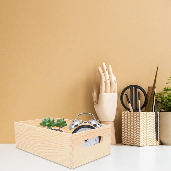 DINHEAROM Wooden Crate Organizer Box Wood Storage Box 1Set