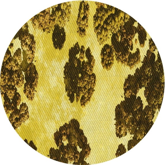 Ahgly Company Indoor Round Patterned Bright Gold Yellow Area Rugs, 7' Round
