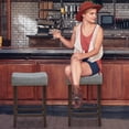 thumbnail image 2 of Giantex Wood Saddle Stools, Dining Chair w/Upholstered Cushion for Kitchen, Pub, 2 of 6
