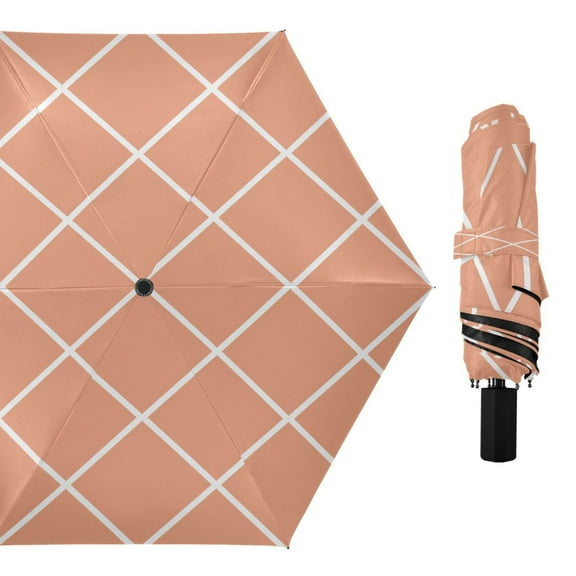 Compact Sun Umbrella Windproof Travel Umbrellas for Rain Strong Portable UV Protection Orange Block