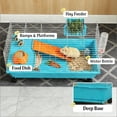 thumbnail image 4 of Small Animal Rolling Cage for Bunny Guinea Pig Chinchilla 4 Universal Wheels Easy Move Blue with Full Accessories, 4 of 6
