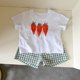 thumbnail image 1 of Conjuntos de camisetas de algodón para niños de 1 a 10 años, camiseta con patrones de frutas y pantalones cortos a cuadros, traje para niños y niñas, ropa de casa para niños, 1 of 6