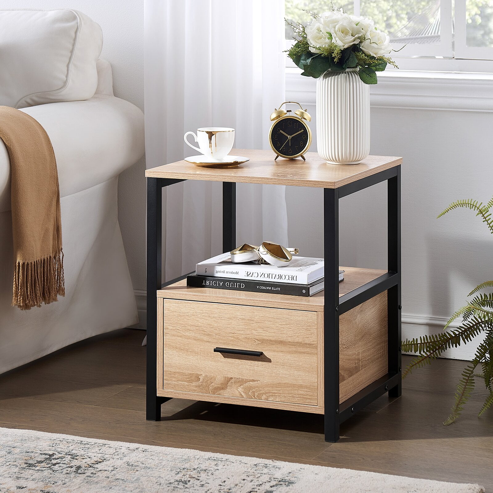 Ludie block end table with storage discount