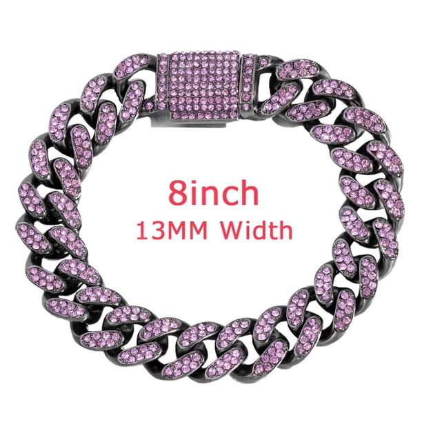 Pulseras de cadena gruesa cubana brillante para hombres y mujeres, pulseras de diamantes de imitación de Color dorado y plateado, joyería Punk Hip Hop, moda Fivean unisex