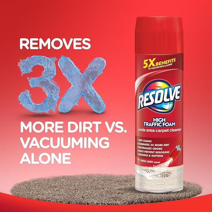 Resolve High Traffic Carpet Stain Cleaner Solution and Odor Remover Foam, 22 oz