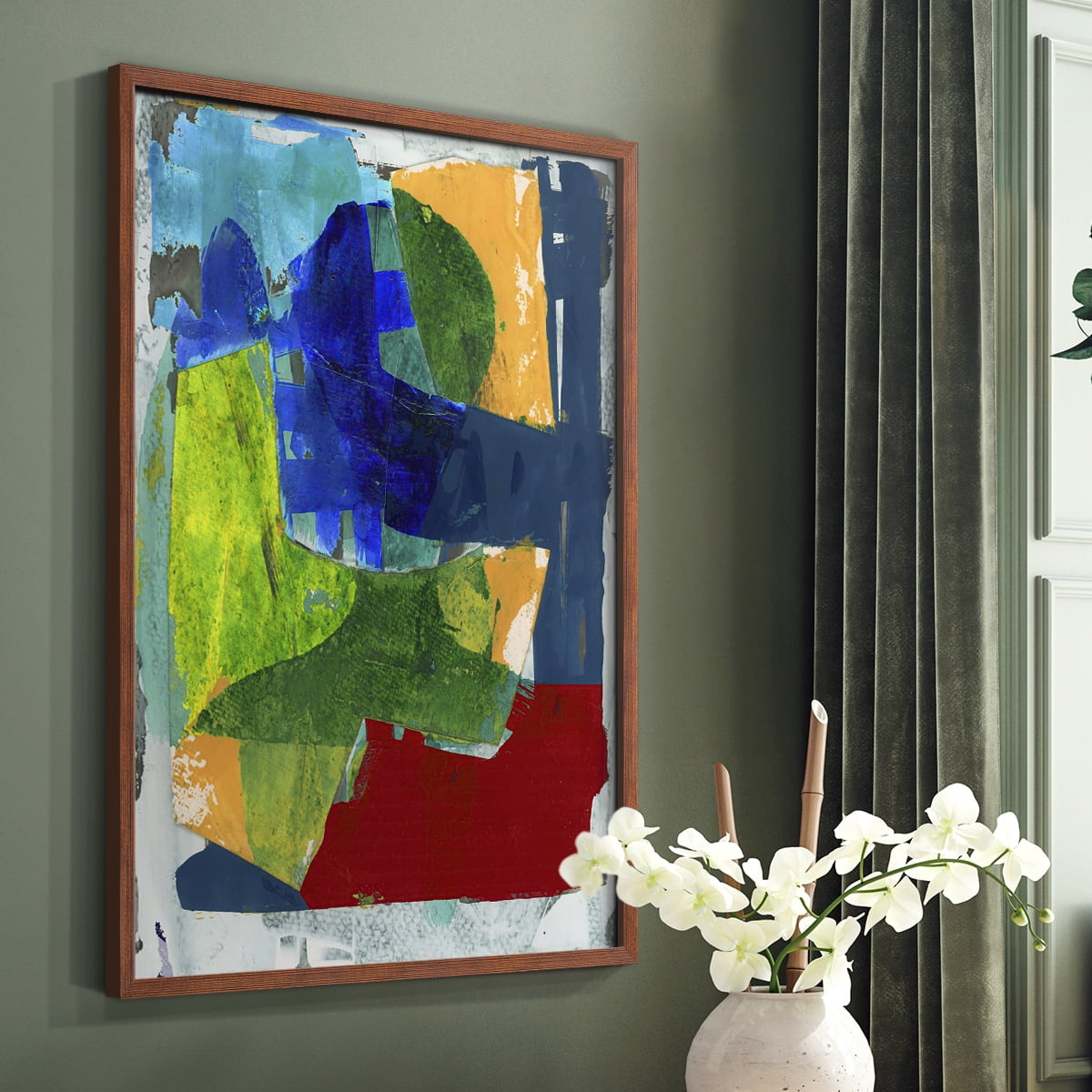 Brights Strokes II Framed Print in Brown Solid Wood Framed Print No Nail Hanging