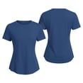 thumbnail image 2 of Uootdi T Shirts for Women Short Sleeve Solid Running Tops Daily Active Style Quick Dry Breathable Fitted Shirts Gift, 2 of 7