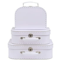 Jewelkeeper Paperboard Suitcases, Set of 3 Vintage Decorative Storage Box, Luggage Decor Storage, Vintage Decor for Birthday, Weddings, White Design