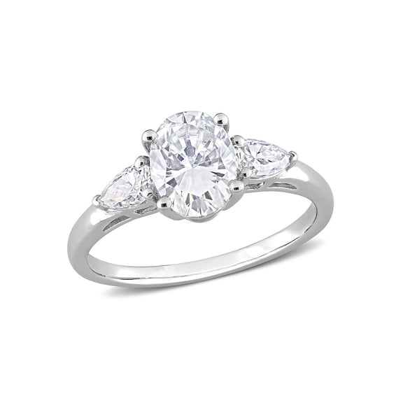 1.75 Carat (Ctw) Lab-Created Three-Stone Moissanite Engagement Ring in Sterling Silver for Women