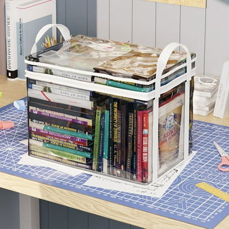 Generic Student Book Storage Bag Transparent Storage Box Foldable Handheld Books School Supplies Organising Box