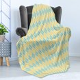thumbnail image 4 of Ethnic Soft Flannel Fleece Throw Blanket, Traditional Motif Pattern Oval Shapes with Dots in Pale Colors, Cozy Plush for Indoor and Outdoor Use, 60" x 80", Mint Green Yellow White, by Ambesonne, 4 of 5