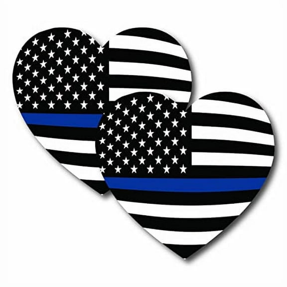 Magnet Me Up Thin Blue Line American Flag Heart Magnet Decal, 2 PK, 5 Inches, Vinyl Automotive Magnet