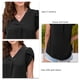 thumbnail image 5 of Mujeres Casual Blusas Sueltas Pétalo Manga Corta Escote En V Dividido Color Puro Verano Tops Negro M, 5 of 6