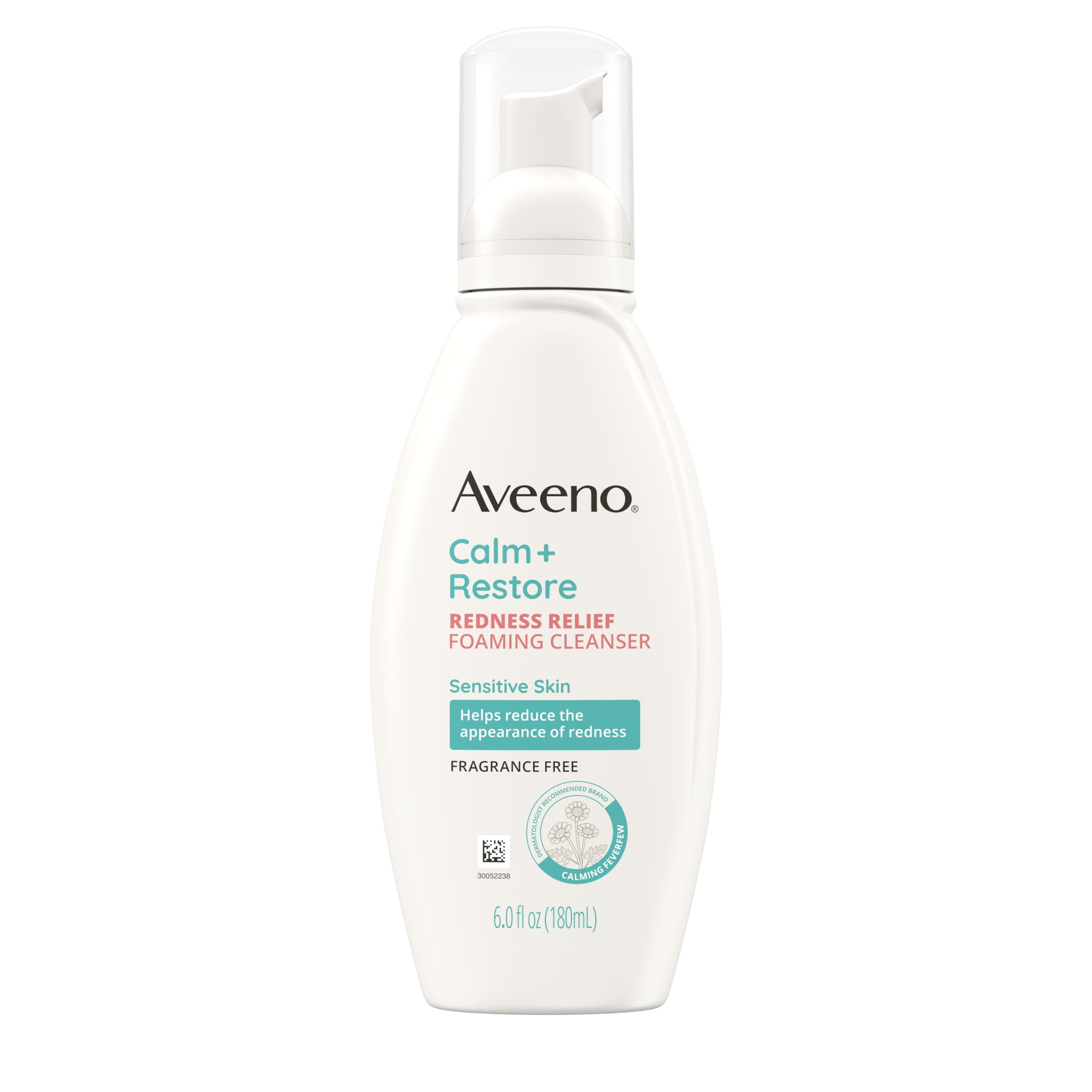 (3 pack) Aveeno Calm + Restore Redness Relief Face Wash, Foaming Facial Cleanser, 6 oz