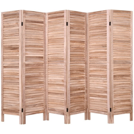 Costway 67'' High 6 Panel Room Divider Furniture Classic Venetian Wooden Slat Home