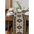 thumbnail image 4 of Brown Aztec Table Runner Cotton Linen 90 Inch Holiday Dresser Scarves,Boho Southwest Ethnic Neutral Motifs Tablerunner for Kitchen Coffee Dining Bedroom Home Living Room Dinner Scarf Décor 13''x90'', 4 of 9