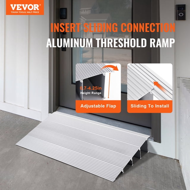 Rampa de umbral de puerta VEVOR Aluminio Elevación 4 pulgadas Capacidad 800 libras