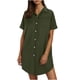 thumbnail image 1 of Mini Falda de Algodón con Pantalones Cortos Botón de Verano Hasta Vestido de Camisa con Cuello, 60% Algodón 40% Lino Mini Vestido, Lavado a Mano Desgaste Casual, 1 of 9