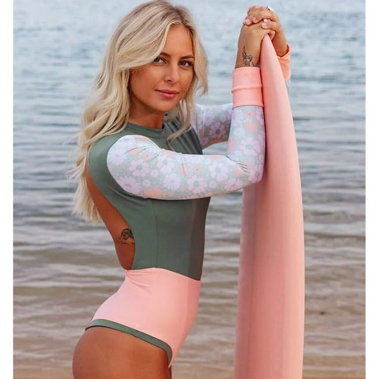Long Sleeves Swimwear Women Surfing Swimsuit Striped Bathing