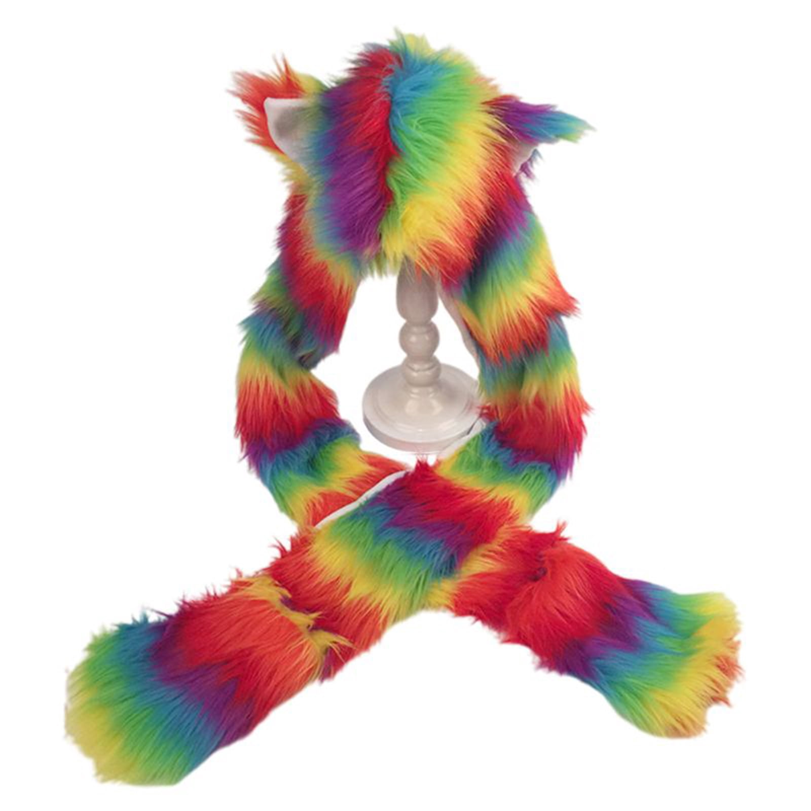 HGYCPP Women Girls Rainbow Fluffy Plush 