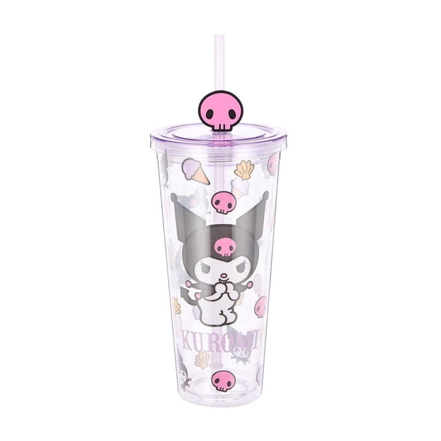 Vaso My Shop Hello Kitty de Plástico con Tapa y Popote para Bebidas Frías de 680 ml.