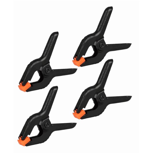 Abrazaderas de plástico con muelle en paquetes de 4, 8 y 12 unidades, pinzas pequeñas resistentes de 3 pulgadas para artesanía, soportes de fondos, carpintería y estudios fotográficos (negras)