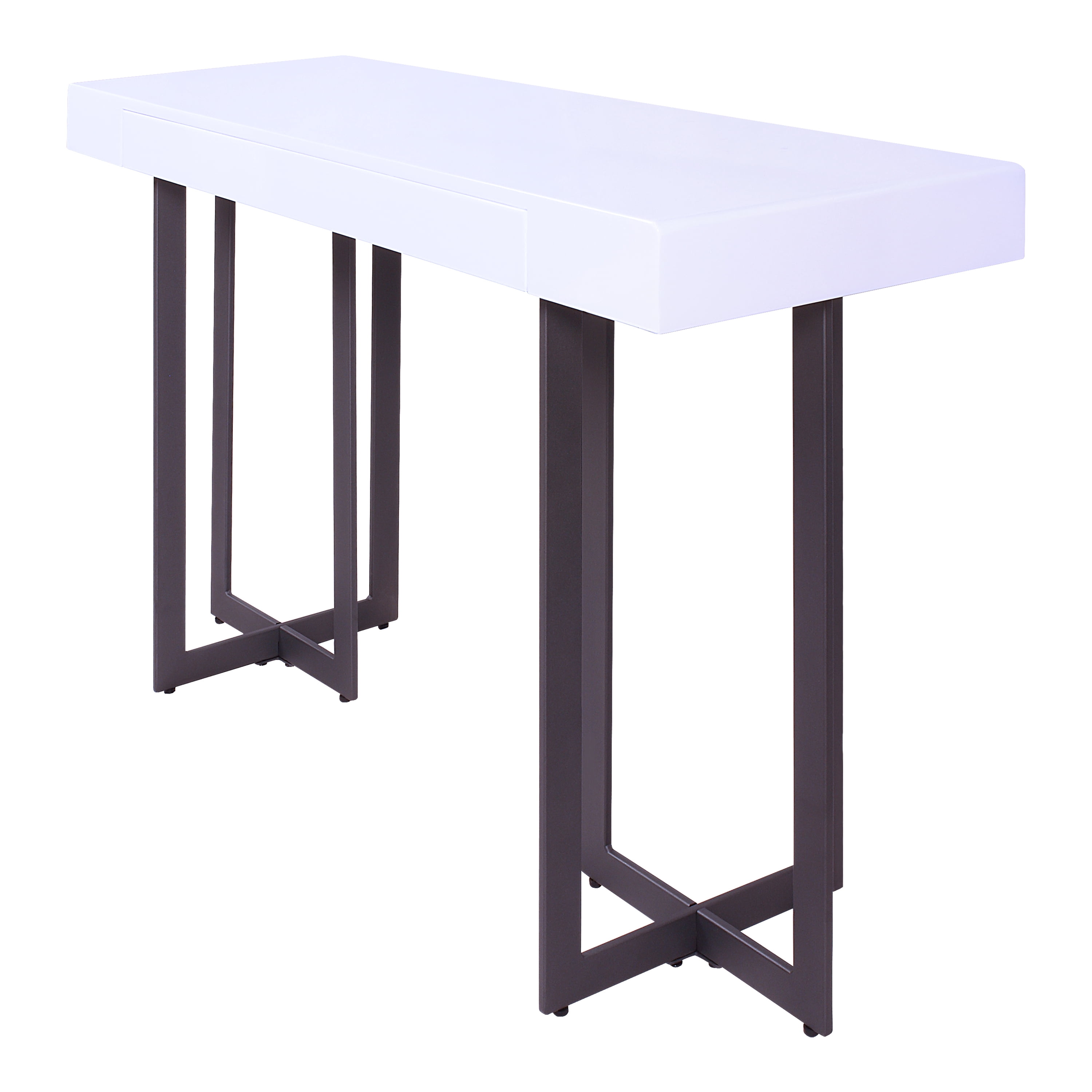 Furniture of America Ariadne 1-Drawer Wood White and Gun Metal Sofa Table