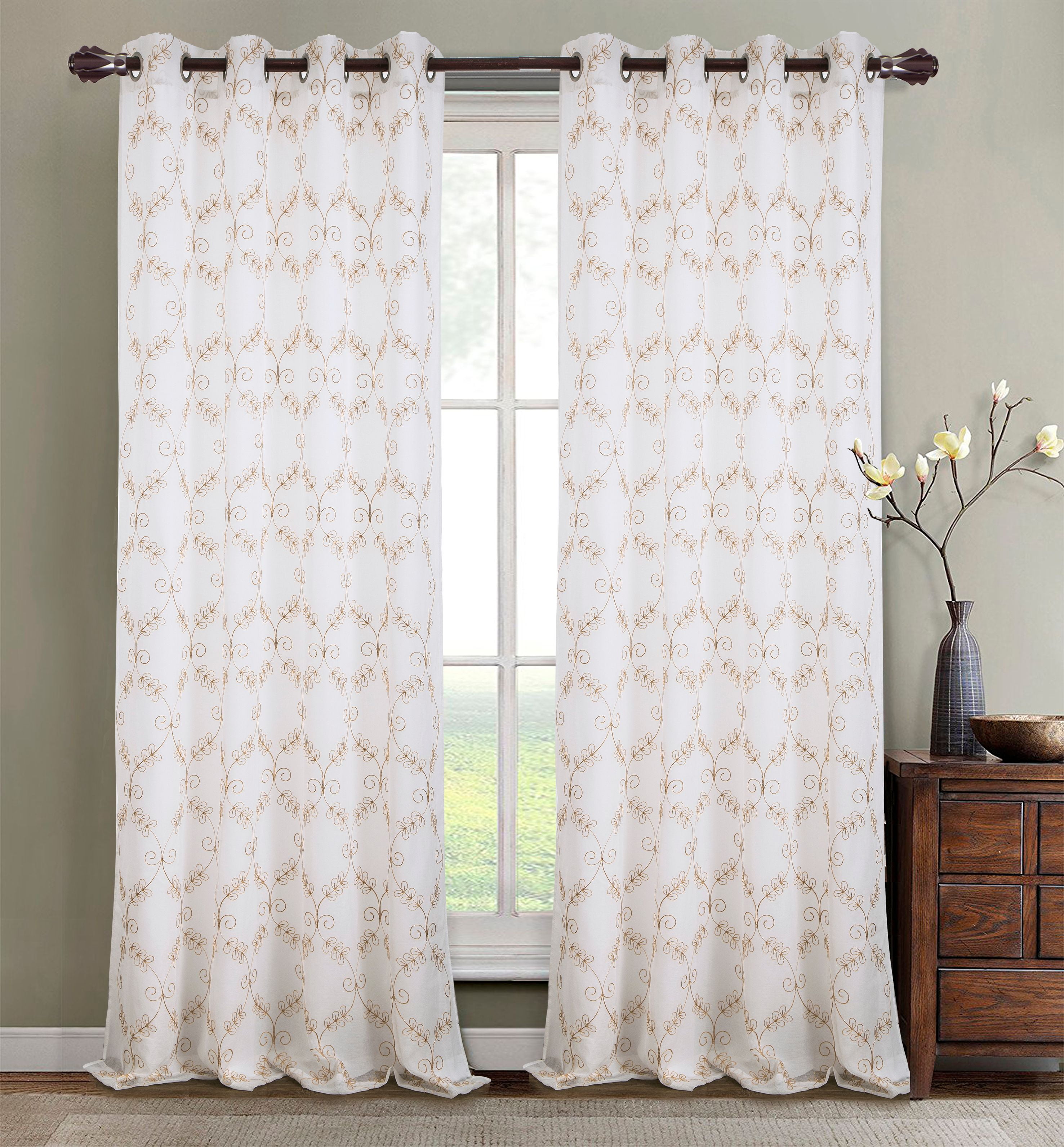 Juliet Embroidered 56 X 90 In Lined Grommet Curtain Panel Silver Lined Grommet Curtain Panel Silver