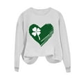 thumbnail image 3 of Guzom Womens White St. Patrick's Day Festive Sweatshirt - Four-Leaf Clover Heart Graphic Soft 100% Polyester Crew Neck Loose Fit Irish Top S-XXL,Size L, 3 of 7