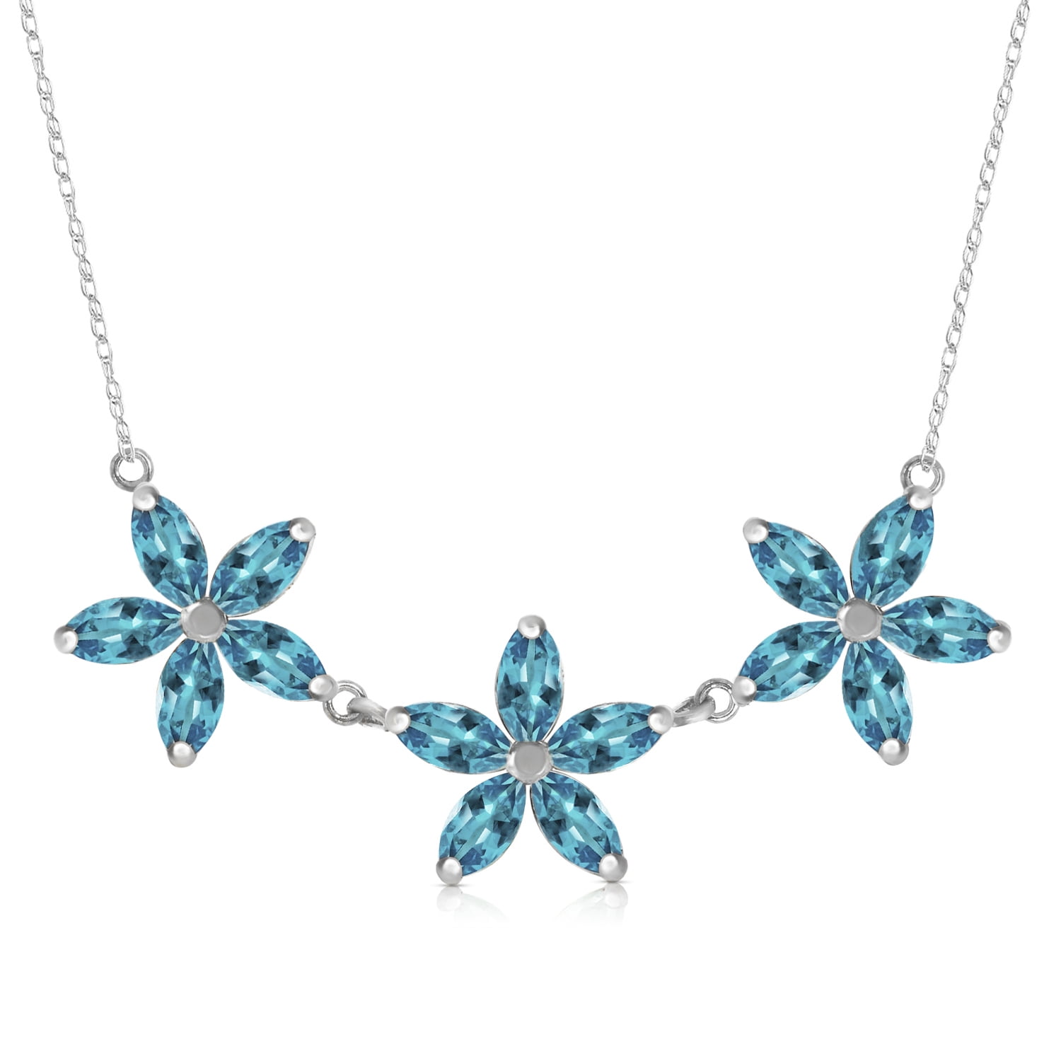 14k White Gold Lei Blue Topaz Necklace 